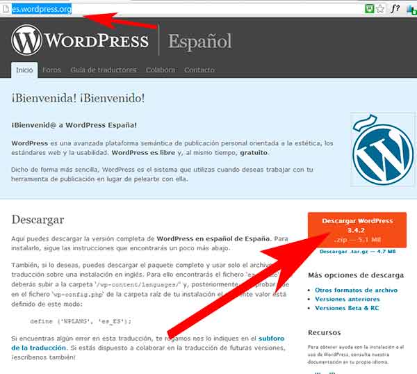 Cambio idioma WordPress