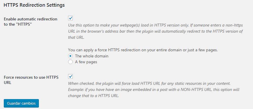 Redireccionar https en wordpress